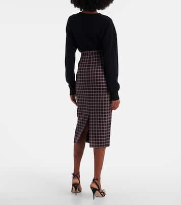 Lorelei houndstooth genzianella pencil skirt | Emilia Wickstead