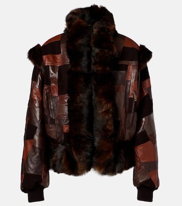 Shearling-trimmed leather bomber jacket | Chloé