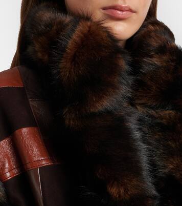 Shearling-trimmed leather bomber jacket | Chloé