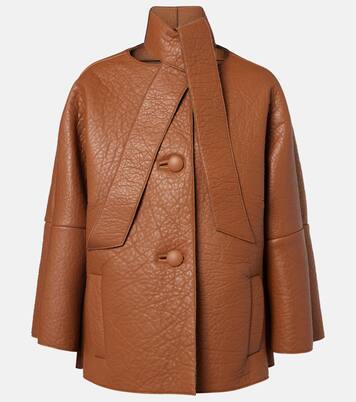 Scarf-detail leather jacket | Prada