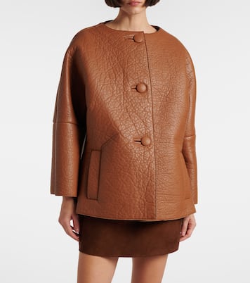 Scarf-detail leather jacket | Prada