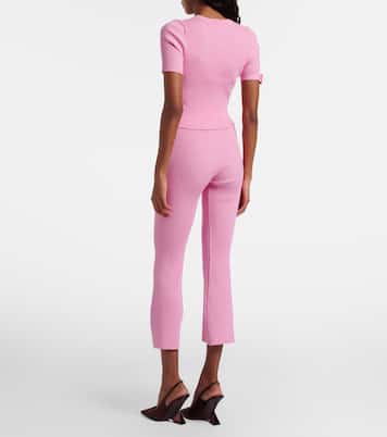 Belted ribbed-knit capri pants | Courrèges