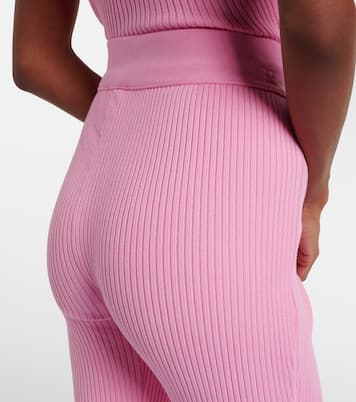 Belted ribbed-knit capri pants | Courrèges