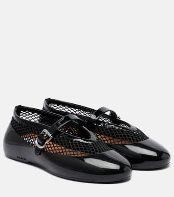 Leather-trimmed fishnet ballet flats | Alaïa
