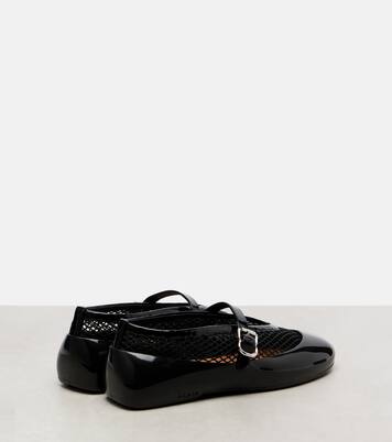 Leather-trimmed fishnet ballet flats | Alaïa
