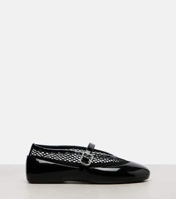 Leather-trimmed fishnet ballet flats | Alaïa