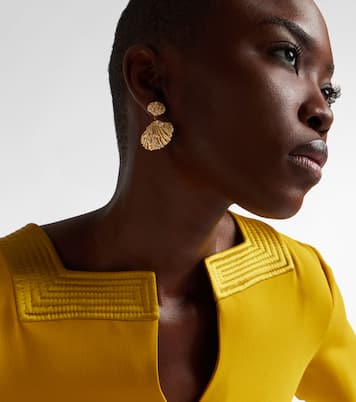 Boucles d'oreilles Scallop Shell en or 14 kt (585/1000) avec perles et diamants | Sydney Evan