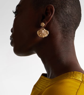 Boucles d'oreilles Scallop Shell en or 14 kt (585/1000) avec perles et diamants | Sydney Evan