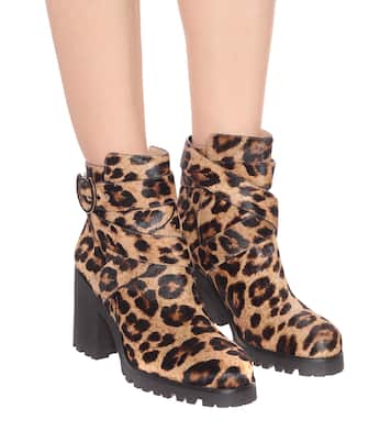 Leopard-print calf hair ankle boots | Charlotte Olympia