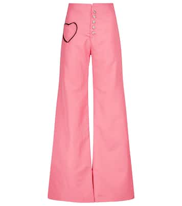 High-rise wide-leg twill pants | Rodarte