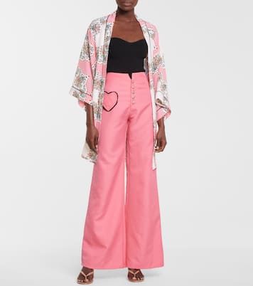 High-rise wide-leg twill pants | Rodarte