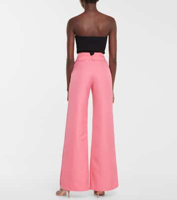 High-rise wide-leg twill pants | Rodarte