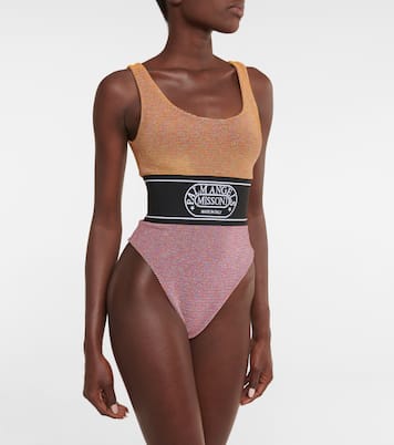 x Missoni colorblocked logo Lurex® swimsuit | Palm Angels