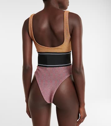 x Missoni colorblocked logo Lurex® swimsuit | Palm Angels