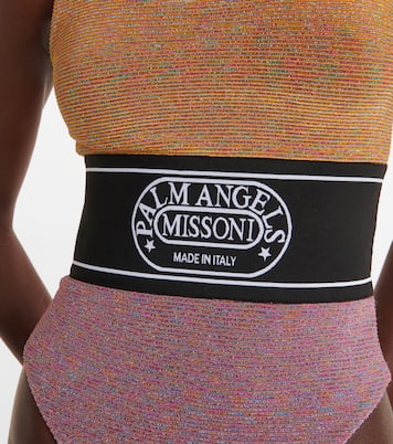 x Missoni colorblocked logo Lurex® swimsuit | Palm Angels