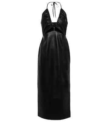 V-neck leather midi dress | Zeynep Arçay