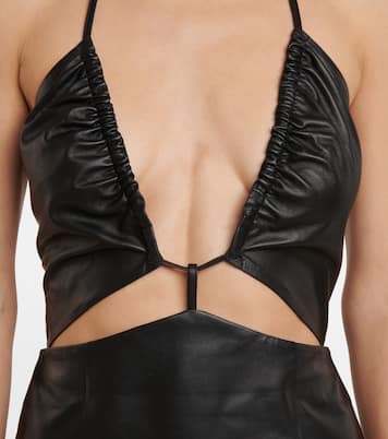 V-neck leather midi dress | Zeynep Arçay