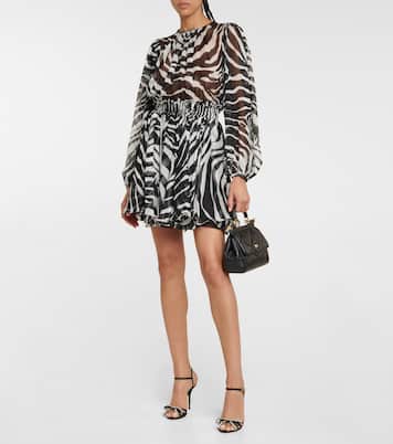 Bedrucktes Minikleid aus Seidenchiffon | Dolce&Gabbana