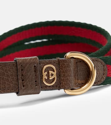 Web Stripe S/M faux leather dog leash | Gucci