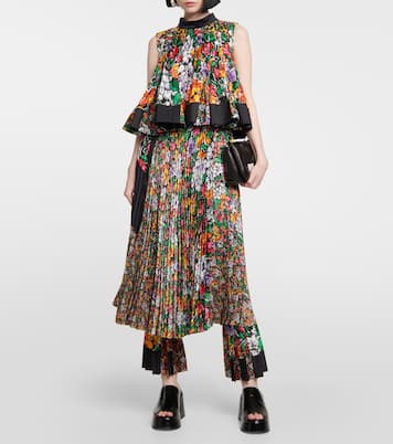 Pantalon à taille haute et à fleurs | Sacai