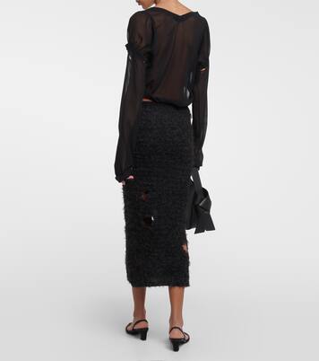Cutout wool-blend midi skirt | Acne Studios
