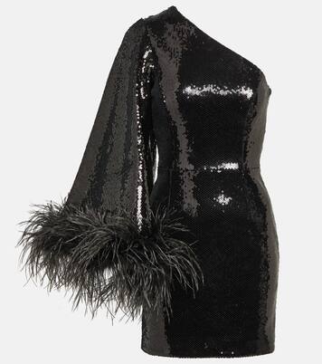 Nika sequined feather-trimmed minidress | Rebecca Vallance