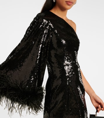 Nika sequined feather-trimmed minidress | Rebecca Vallance