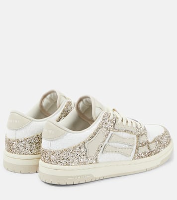 Skel Top glitter leather-trimmed sneakers | Amiri