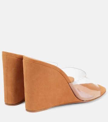 Mules Lupita Half Glass in PVC e suede | Amina Muaddi