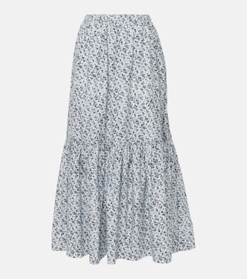Jupe longue en coton à fleurs | Ganni