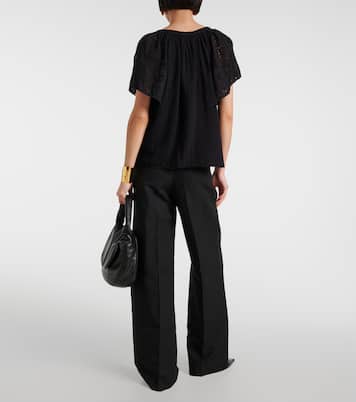 Tish embroidered cotton top | Velvet