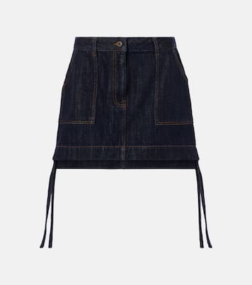 Mini-jupe Anagram en jean et cuir | Loewe