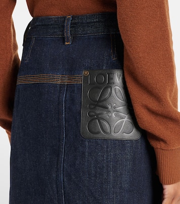 Mini-jupe Anagram en jean et cuir | Loewe