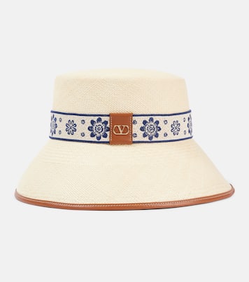 Antibes embroidered straw bucket hat | Valentino