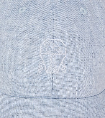 Leather-trimmed linen baseball cap | Brunello Cucinelli Kids