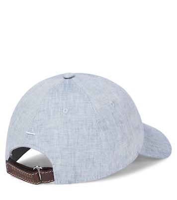 Leather-trimmed linen baseball cap | Brunello Cucinelli Kids