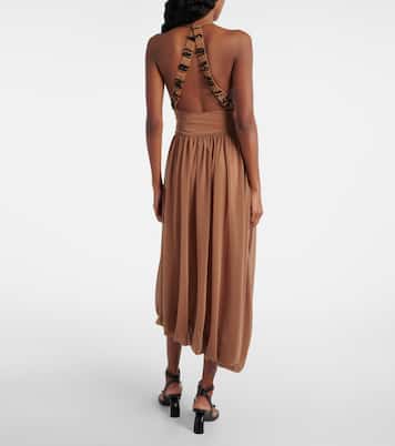 Gathered open-back midi dress | Xu Zhi