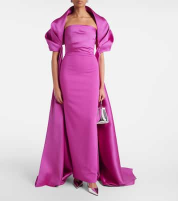 Vestido de fiesta Vera en satén con capa | Solace London