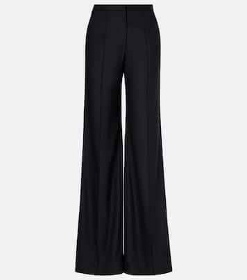 Pleated wool-blend wide-leg pants | Costarellos