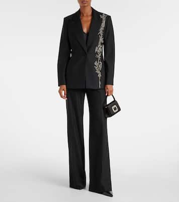 Pleated wool-blend wide-leg pants | Costarellos