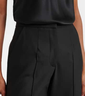 Pleated wool-blend wide-leg pants | Costarellos