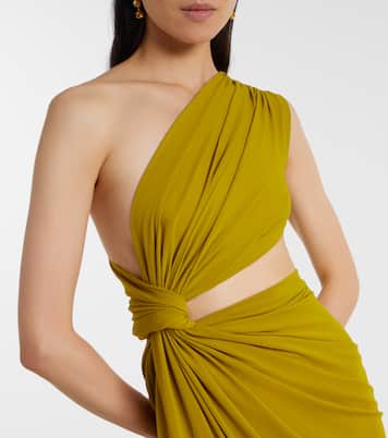 Robe longue asymétrique en crêpe | Alex Perry