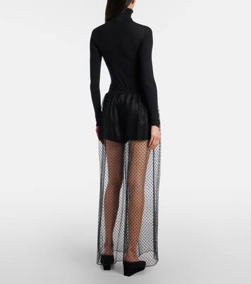 中腰法式圆点刺绣阔腿裤 | Alaïa