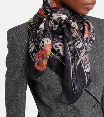 Skull silk chiffon scarf | McQueen