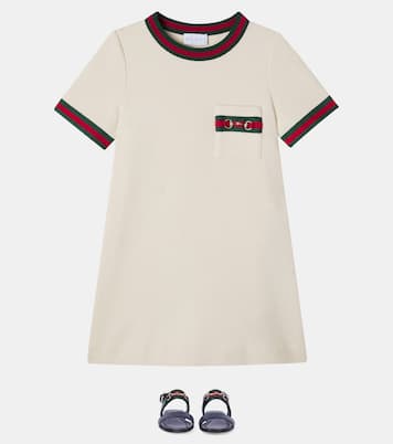 Vestido de algodón con Web y Horsebit | Gucci Kids