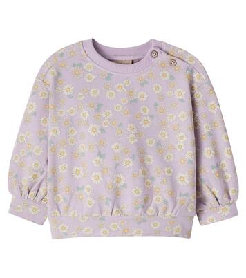 Baby floral cotton jersey sweatshirt | Wheat