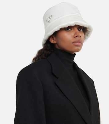 Re-Nylon shearling-trimmed bucket hat | Prada