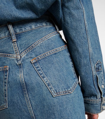 Falda midi en denim de tiro alto | Wardrobe.NYC