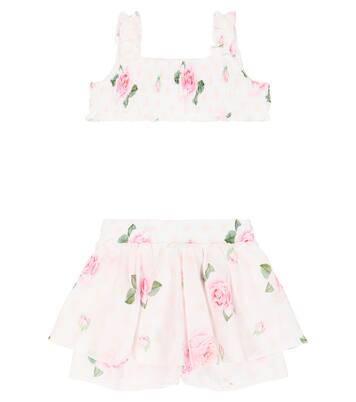 Baby floral cotton top and shorts set | Monnalisa