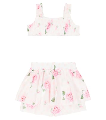 Baby floral cotton top and shorts set | Monnalisa
